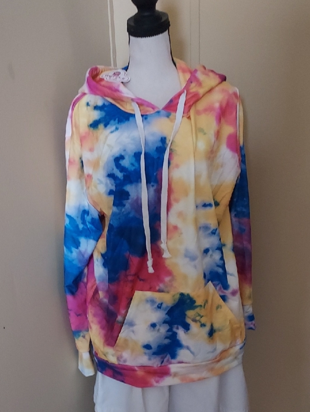 Ruffle Girl Colorful Tie-Dye Hoodie - Pink & Blue Accents